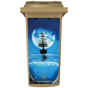 Brett Day Moonlight Ship Wheelie Bin Sticker Panel